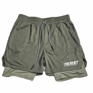 2 in 1 Running Cycling Biker Joger Compression, Workout Gym Shorts for men