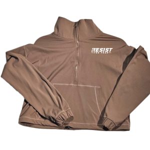 Semi-zipper windproof sports coat with standing collar loose slim and straight profile outdoor running jacket for women
