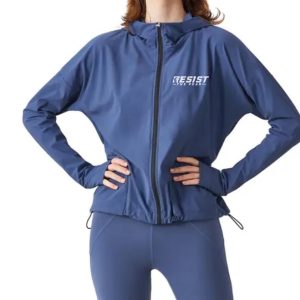Nylon zipper leisure loose hooded cardigan
